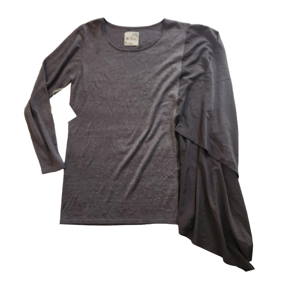 M. Rena Sweater, Women's Size Large Gray Wool-blend Viscose Half Faux Poncho